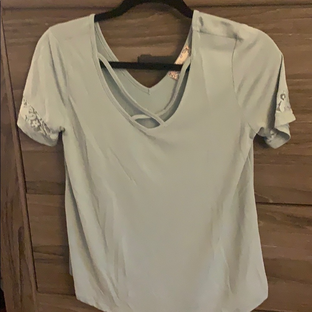 Pink Rose Light Blue Top